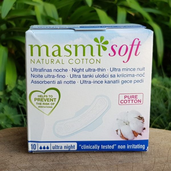 Natural Cotton Night Pads, Ultra Thin, Soft, 10s (Masmi)