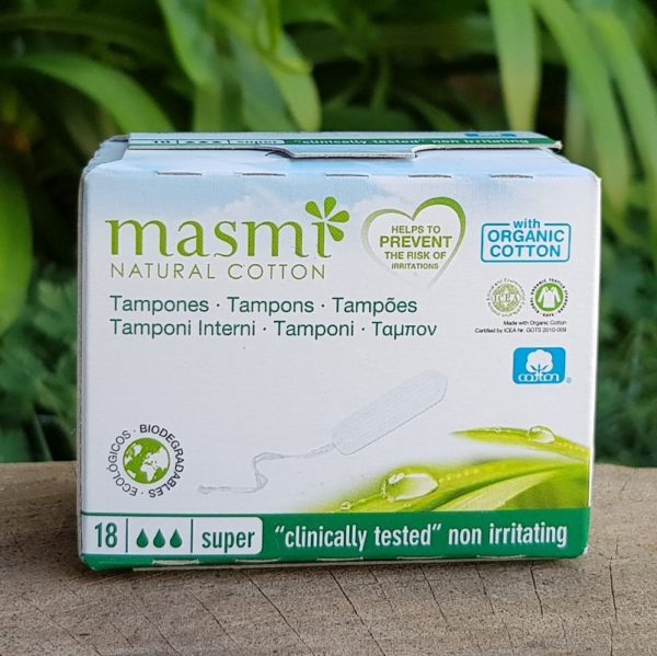 Organic Cotton Tampons, Super, 18s (Masmi)