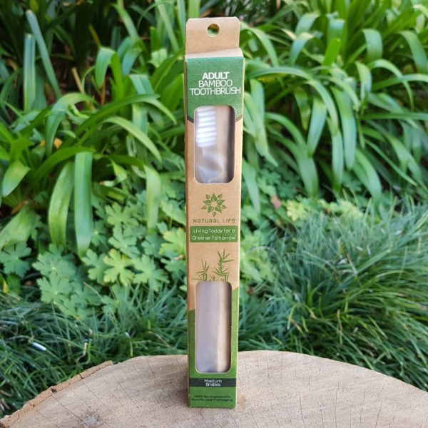 Adult Bamboo Toothbrush, White (Natural Life)